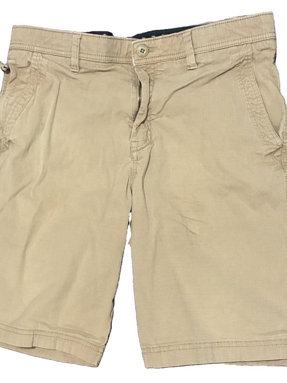 Weatherproof Men’s Shorts Size 34 Stone Khaki Stretch Ripstop Zip Pocket